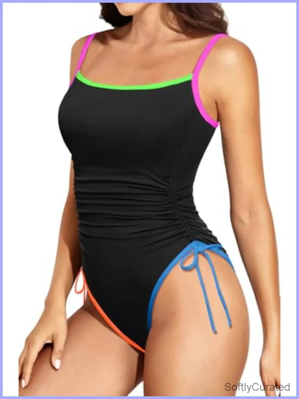 High Cut One Piece Swimsuit with Tummy Control Removable Padded Bras